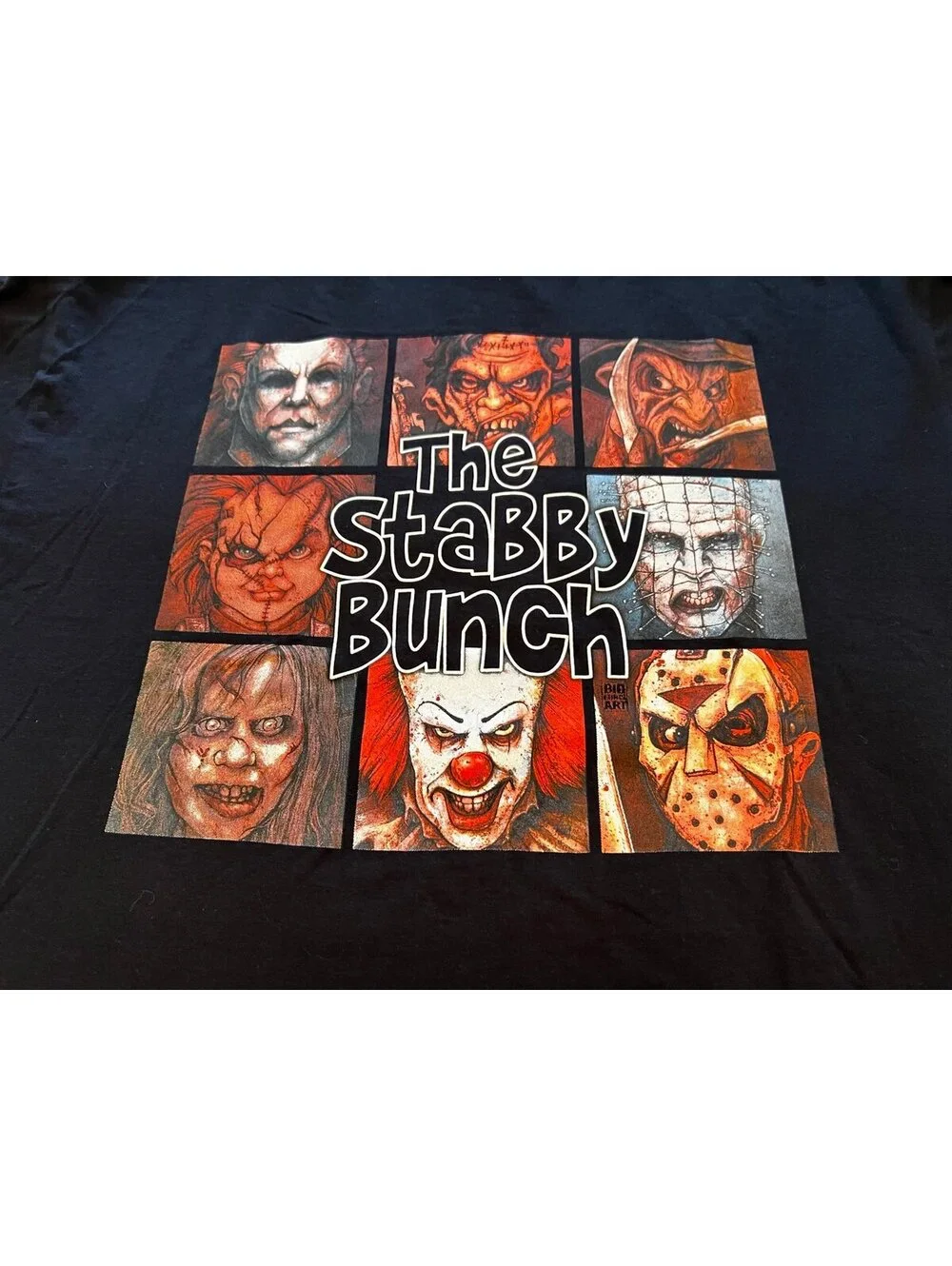 Big Chris Art Men's XL Black Michael Myers Freddie Short Sleeve Horror  T-Shirt